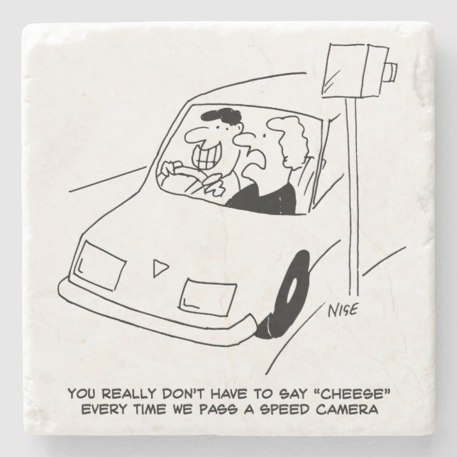 Driver Says Cheese When Passing a Speed Camera Tri Stone Coaster (Front)