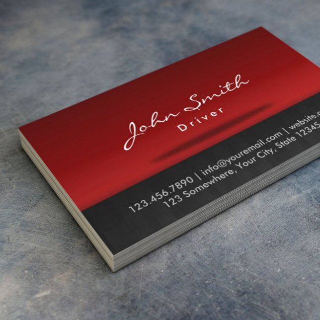 Driver Stylish Red Stage Professional Business Card (Creator Uploaded)