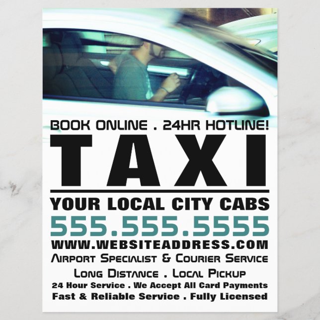 Driver, Taxi Cab Firm with Price List Flyer