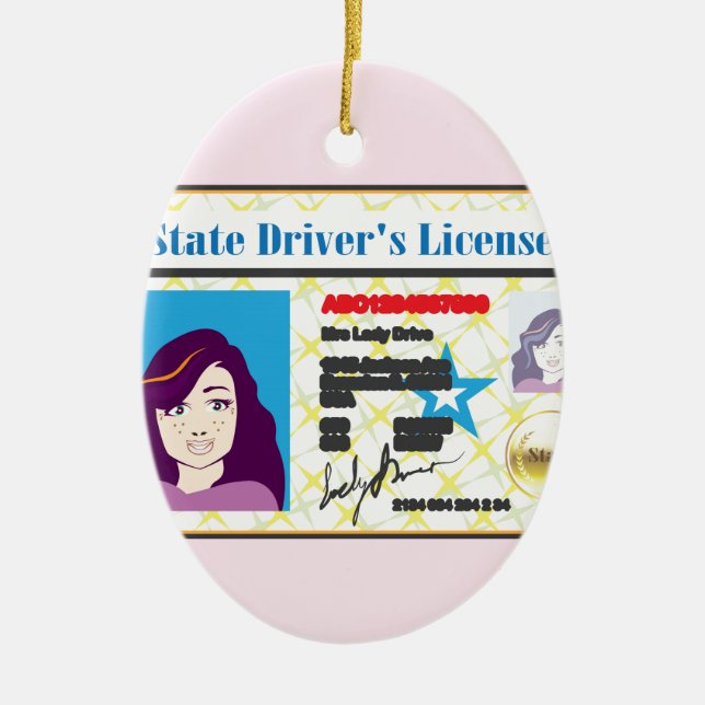 Driver's License Woman photo ID vector Ceramic Ornament (Front)