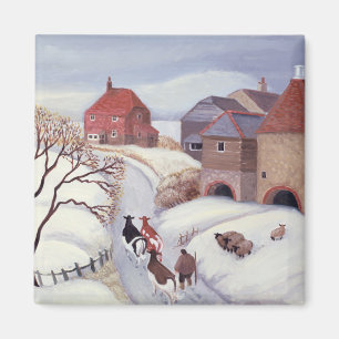 Driving Cows home in the Snow Magnet