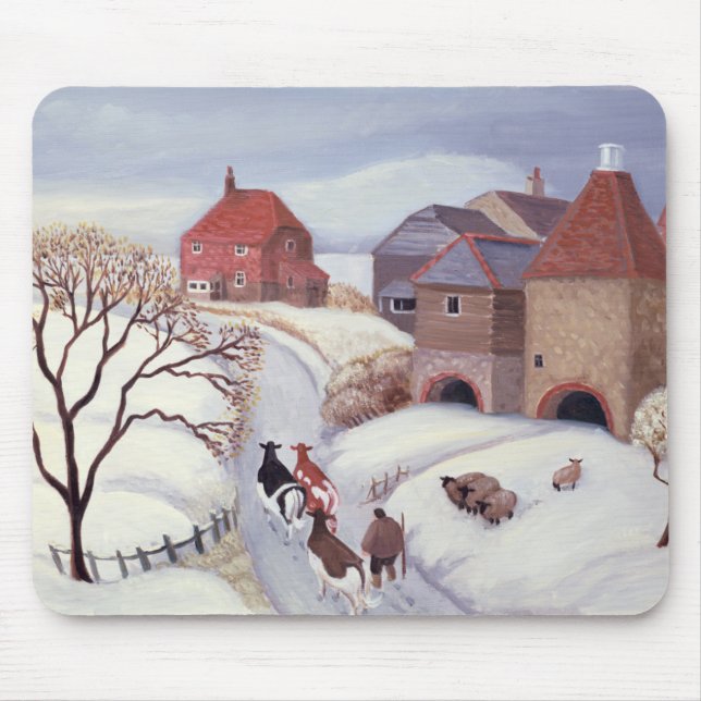 Driving Cows home in the Snow Mouse Pad (Front)