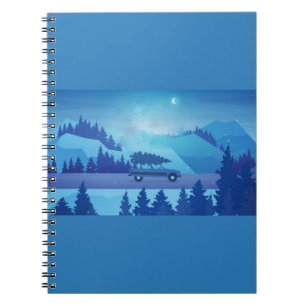 Driving down the road with a christmas tree        notebook