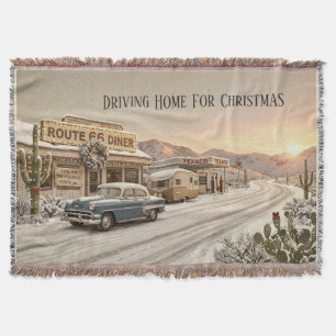 Driving Home Christmas Diner Caravan Decor Throw Blanket