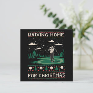 Driving Home For Christmas Golf Funny Ugly Xmas Holiday Card