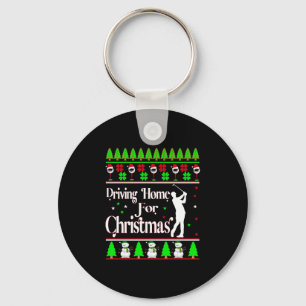 Driving Home For Christmas, Ugly Xmas Sweater Golf Keychain