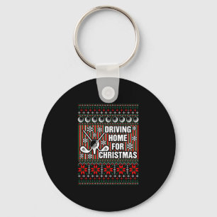 Driving Home For Ugly Christmas Golf Tshirt Keychain