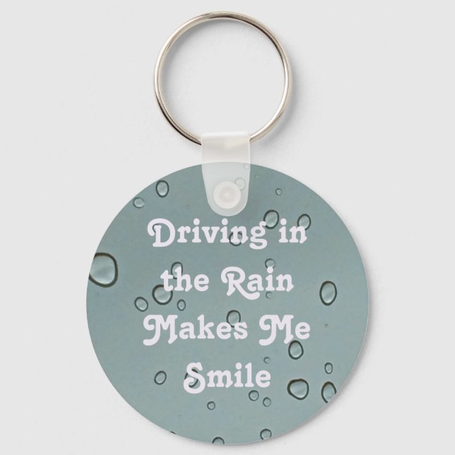 Driving in the Rain Water Droplet Photo Raindrop Keychain (Front)