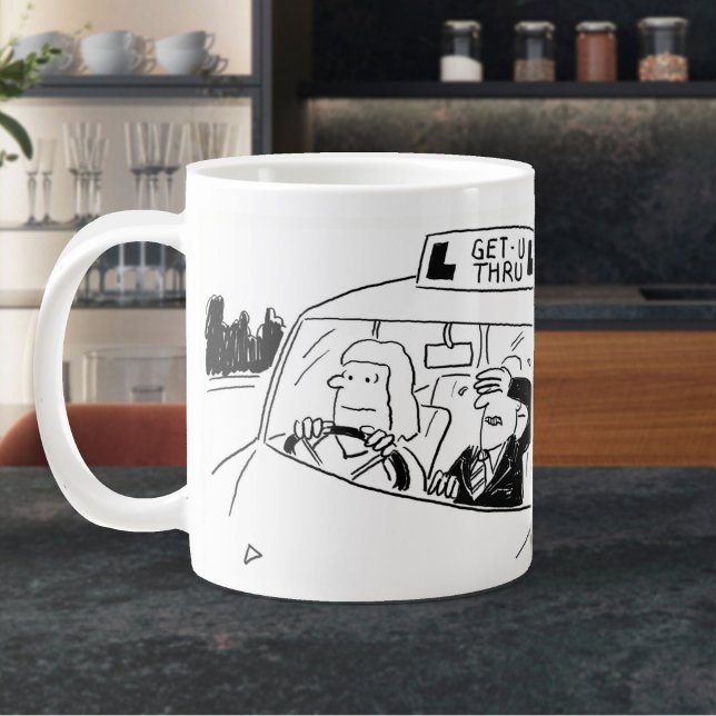 Driving Instructor or Examiner Cartoon Large Coffee Mug (Large Driving School Mug)