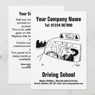 Driving Lessons Driving School Cartoon Design Card