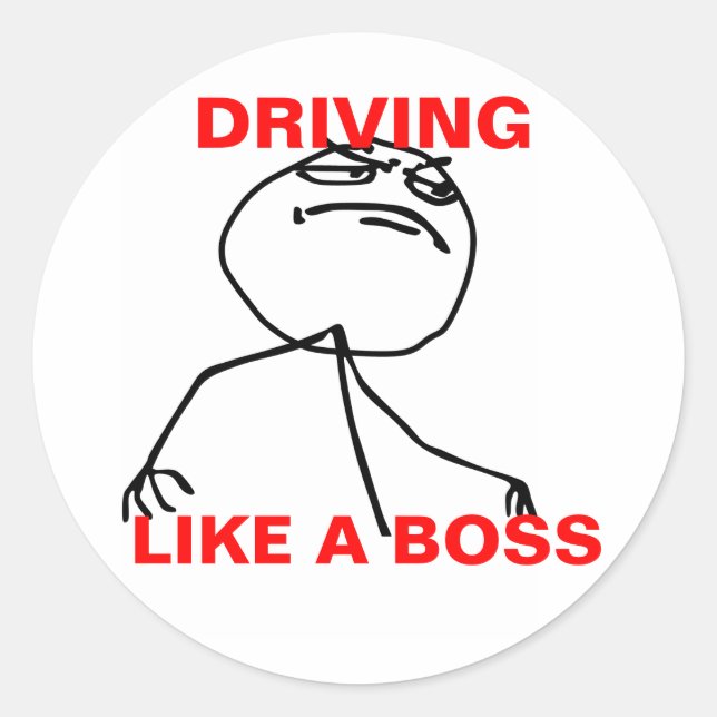 Driving Like a Boss Classic Round Sticker (Front)