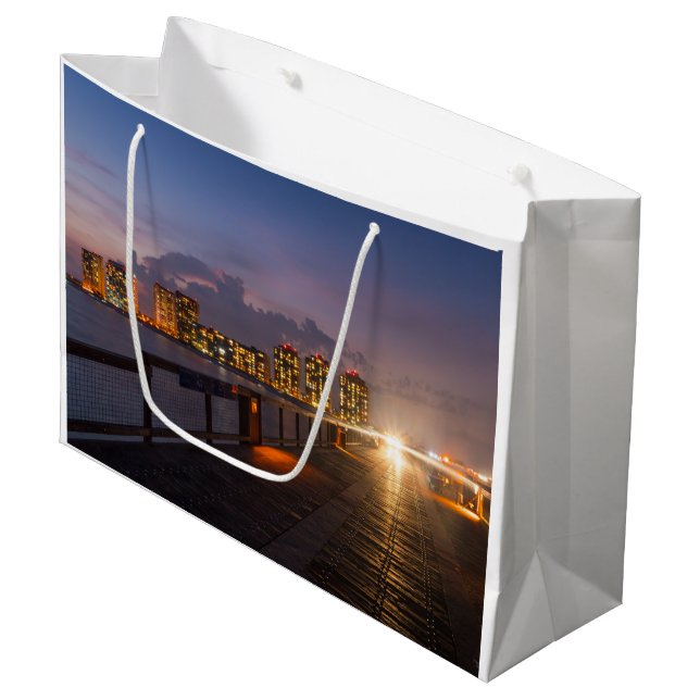 Driving On Navarre Beach Pier Large Gift Bag (Front Angled)