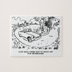Driving Sports Car in Countryside with Hedgehog Jigsaw Puzzle