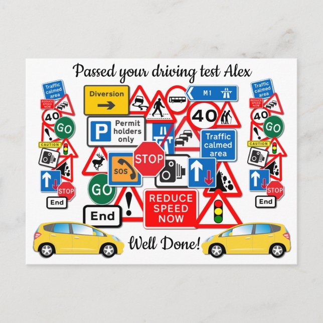 Driving Test Congratulations! Postcard (Front)