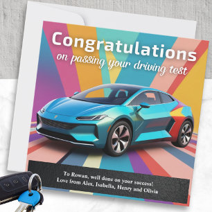 Driving Test Pass Colorful Modern Congratulations Card