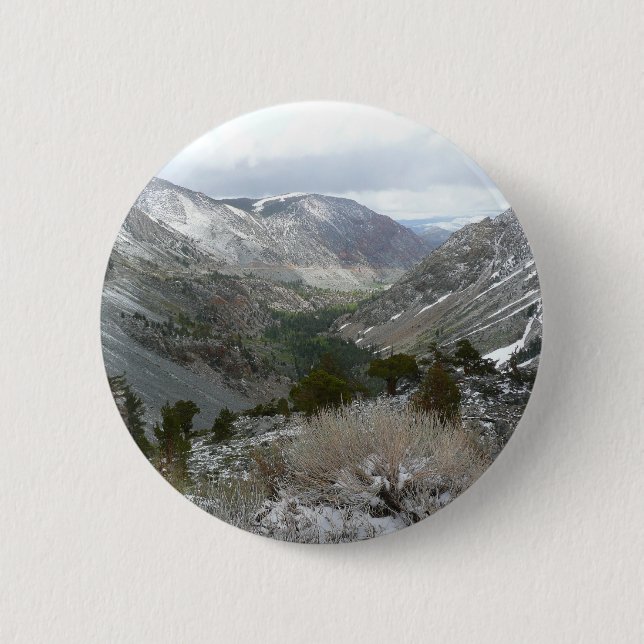 Driving Through the Snowy Sierra Nevada Mountains 2 Inch Round Button (Front)