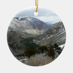 Driving Through the Snowy Sierra Nevada Mountains Ceramic Ornament