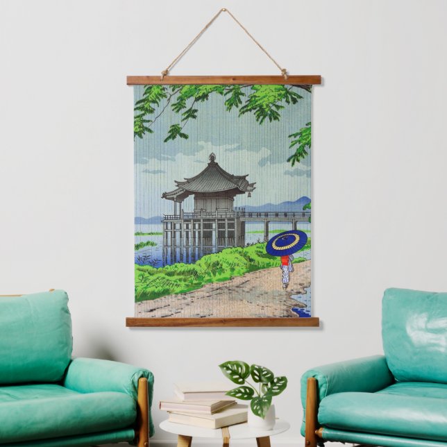 Drizzling Rain in Ukimid Fujishima Takeji 1950s Hanging Tapestry (Living Room)