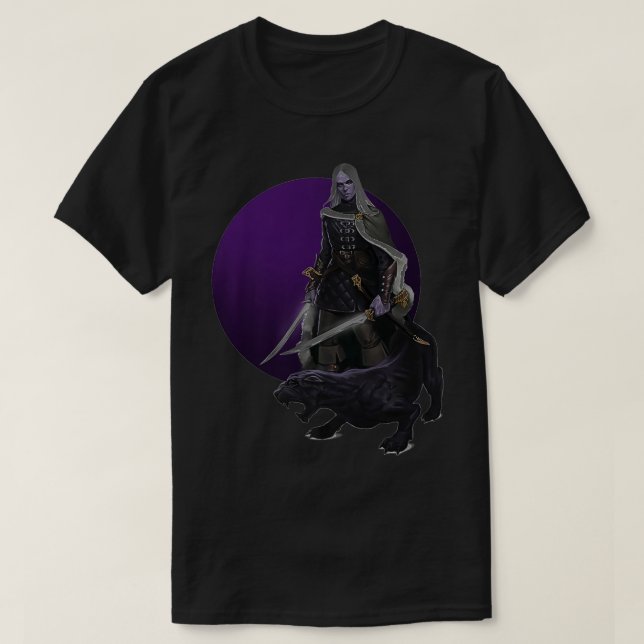 Drizzt and Guenhwyvar Forgotten Realms Fan art sun T-Shirt (Design Front)