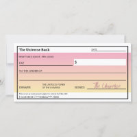 Droit d'attraction Carte Plat Chèque rose mignonne