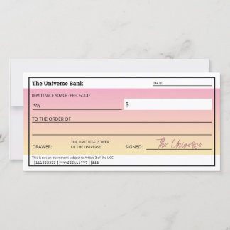 Droit d'attraction Carte Plat Chèque rose mignonne