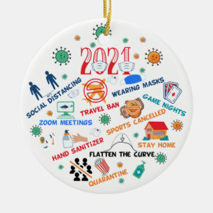 drôle 2021 pandémie ornement céramique de noël 202