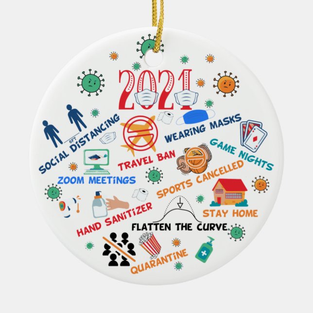 drôle 2021 pandémie ornement céramique de noël 202 (Devant)