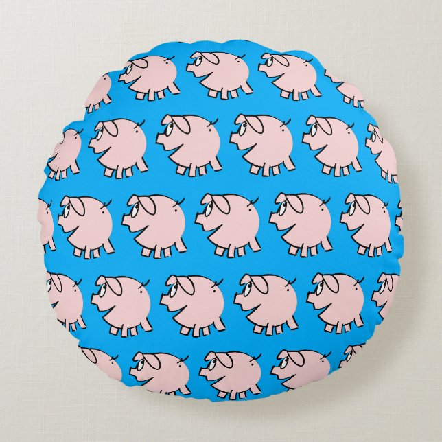 Drôle 3 Cartoon Pig Choisir Couleur Coussin rond (Devant)
