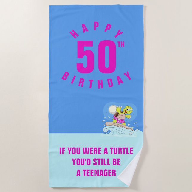 Drôle 50ème anniversaire citée serviette de plage (Devant)