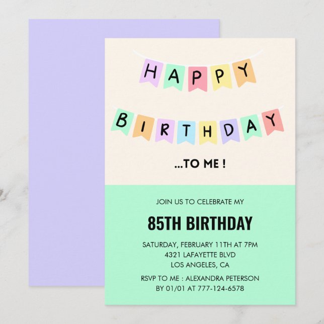 Drôle 85e anniversaire invitations Joyeux annivers (Devant / Derrière)