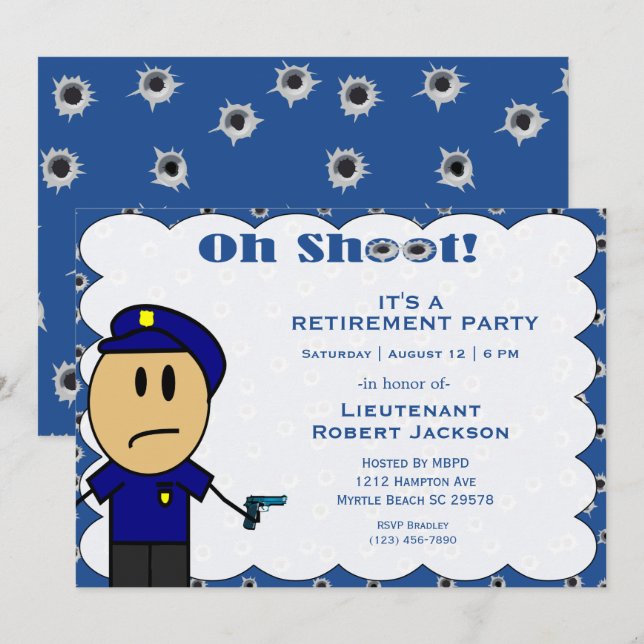 Drôle agent de police de retraite Invitation (Devant / Derrière)