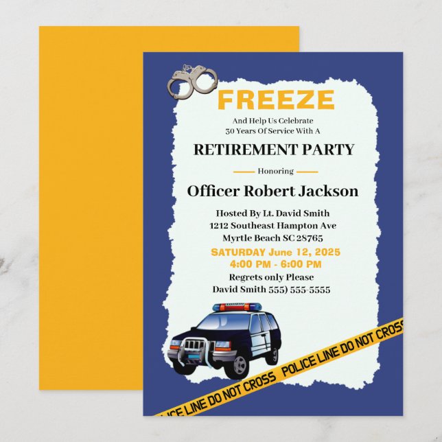 Drôle agent de police Retraite Partie Invitation (Devant / Derrière)