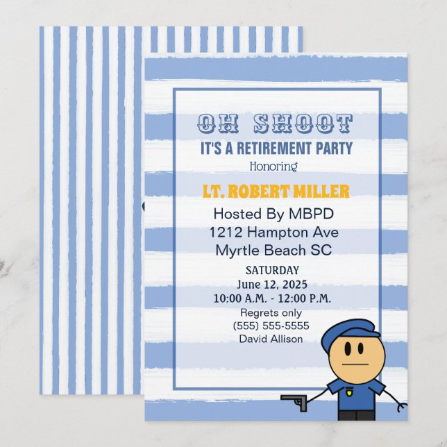 Drôle agent de police Retraite Partie Invitation (Devant / Derrière)