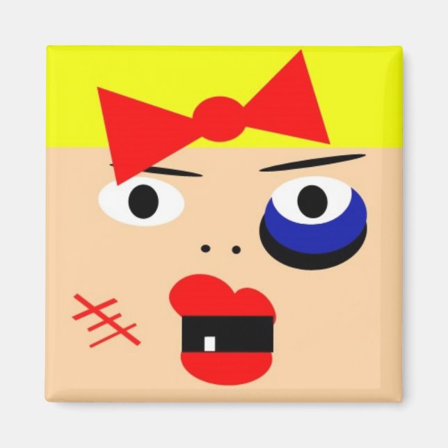 Drôle aimant de boxe féminine abstraite (Devant)