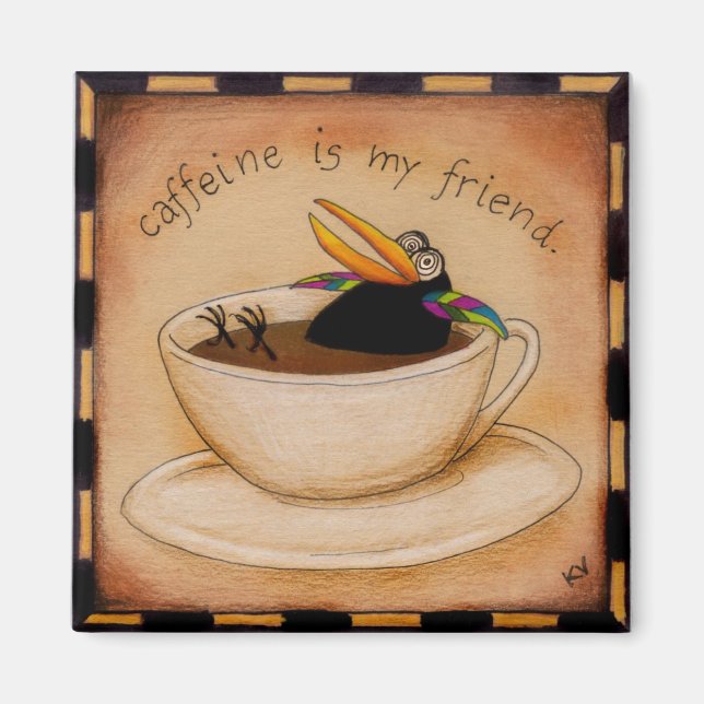 Drôle aimant de corneille de café (Devant)
