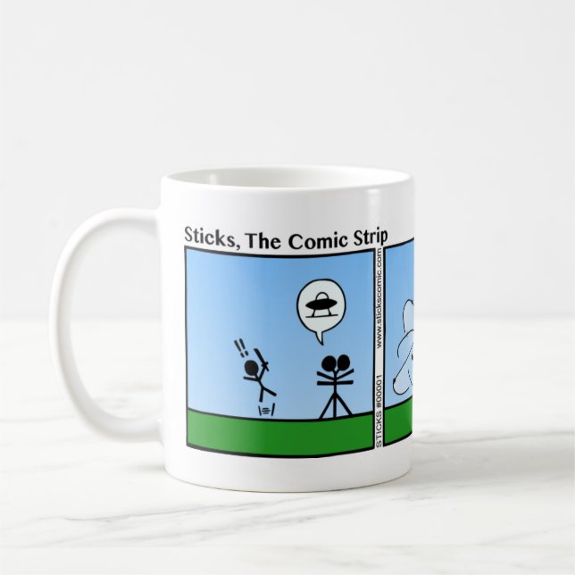 Drôle Alien Rencontre Stickman Mug - 001 (Gauche)