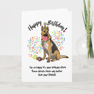 Drôle Allemand Sherherd Carte d'Anniversaire Donut