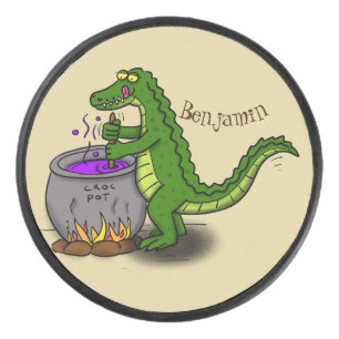 Drôle alligator vert cuisine dessin animé