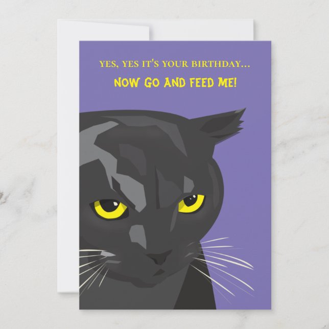 Drôle Anniversaire Carte Chat, Invitation (Devant)