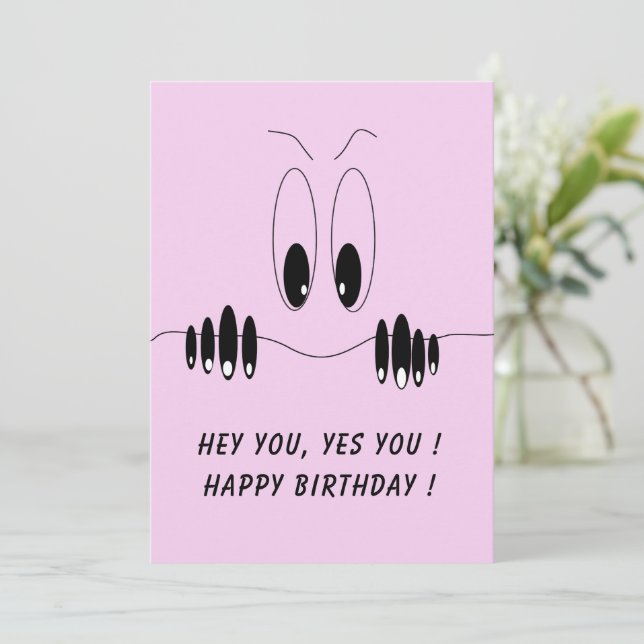 Drôle Anniversaire Carte Curiosity Eyes - Texte pe (Debout devant)