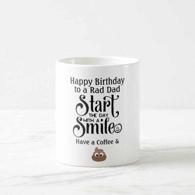 Drôle Anniversaire Mug DAD - Sourire - Café et pom (Centre)