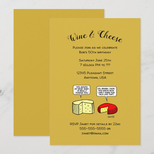 Drôle Anniversaire Vin Dégustation Invitations (Devant / Derrière)