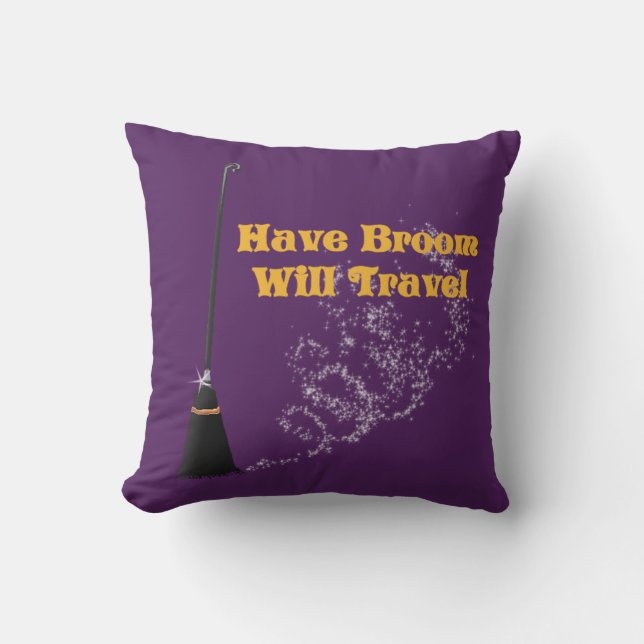 Drôle Avoir Broom Voyage Halloween Coussin (Recto)