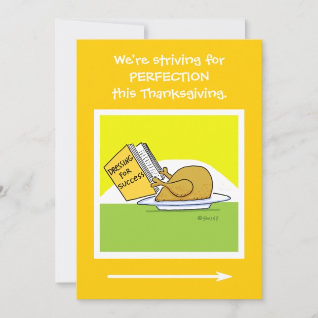 Drôle Banquet Thanksgiving Cartoon Invitation Card (Devant)