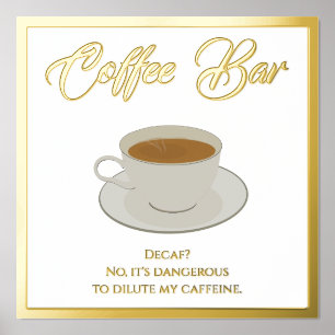 Drôle Barre de café Texte Pile Imprimer Poster