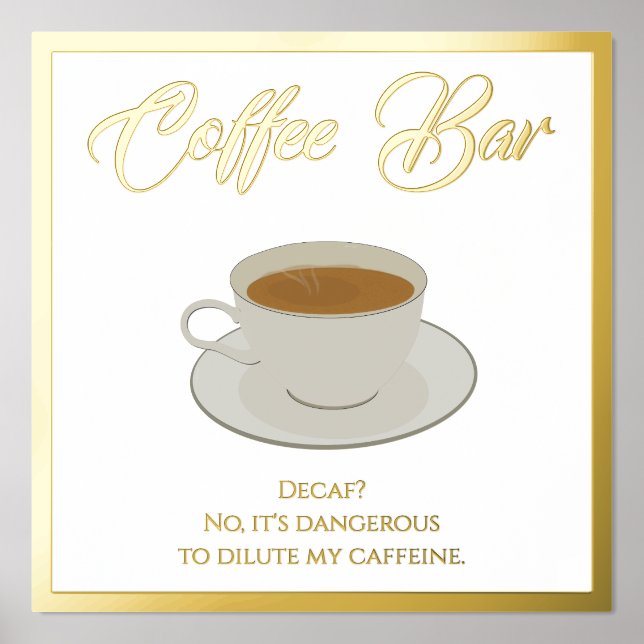 Drôle Barre de café Texte Pile Imprimer Poster (Recto)