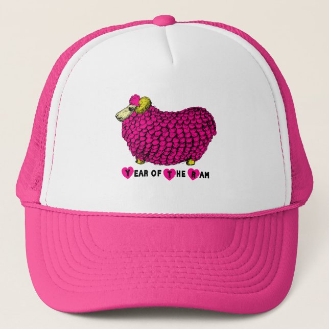 Drôle bélier rose année Casquette chinois Zodiac (Devant)