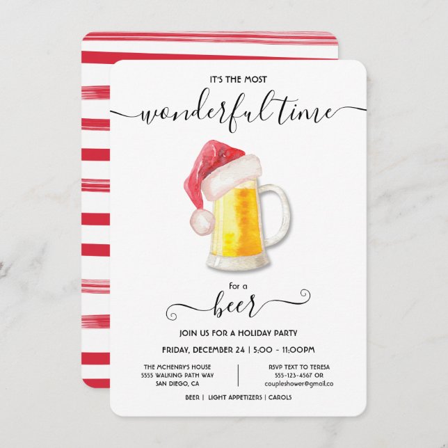 Drôle Bière Noël Fête Invitation (Devant / Derrière)