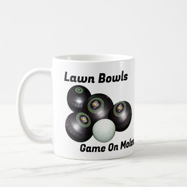 Drôle Bowls De Pelouse Jeu Sur M...., Mug de café (Gauche)