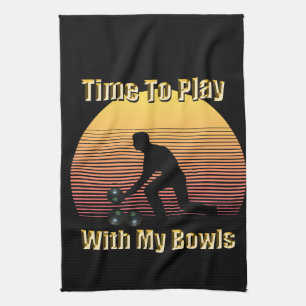 Drôle Bowls De Pelouse Jouer Temps, Serviette De T